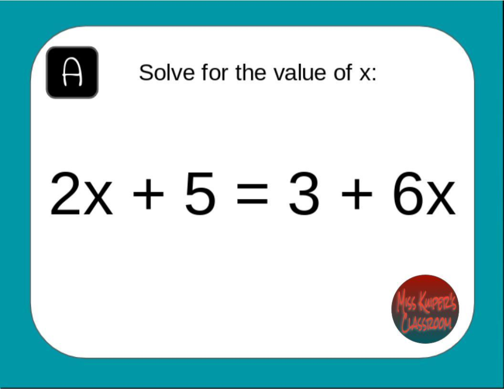 solving equations task cards