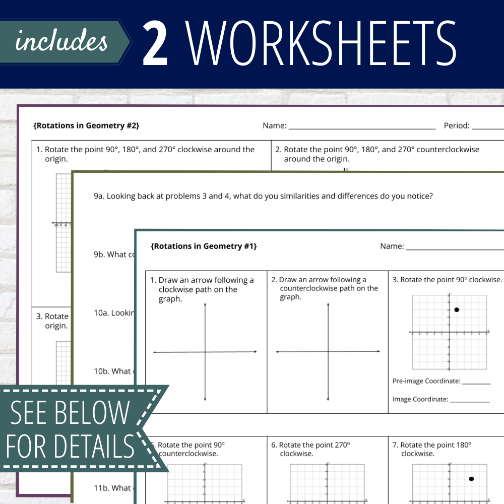 Rotations Geometry Worksheets