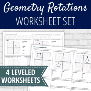 Scaffolded Rotations in Geometry Transformations Worksheets for 8th Grade Math