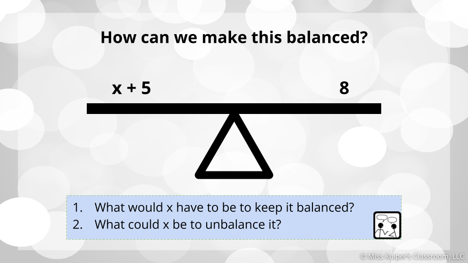 Balancing x+5 and 8