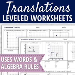 No Prep Geometry Translations Worksheets Scaffolded Practice for 8th Grade Math