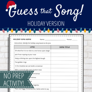 Holiday Activity for Middle School