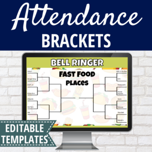 Year Long Editable Bell Ringer Attendance Bracket Templates for All Grades