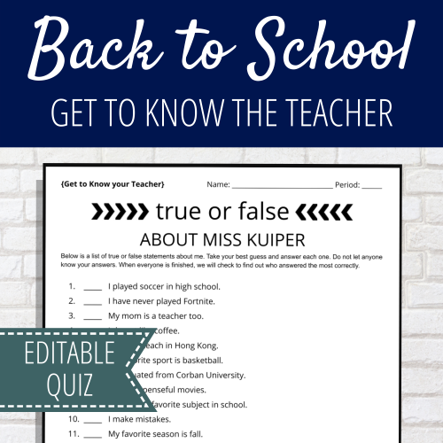 Back to School Get to know the teacher